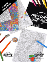 Load image into Gallery viewer, Flower Collection Happiness Journal Colouring Cards Gift Set