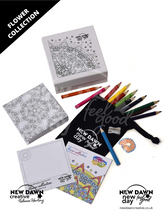 Load image into Gallery viewer, Flower Collection Positive Affirmation Colouring Cards Gift Set