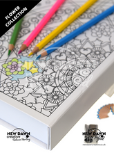 Load image into Gallery viewer, Flower Collection Happiness Journal Colouring Cards Gift Set