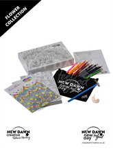 Load image into Gallery viewer, Flower Collection Happiness Journal Colouring Cards Gift Set