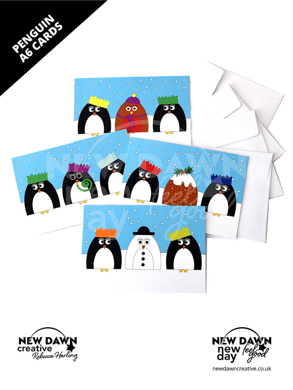 Penguins Christmas Greetings Cards